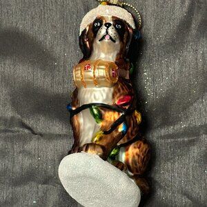 St. Bernard Festive Dog Ornament